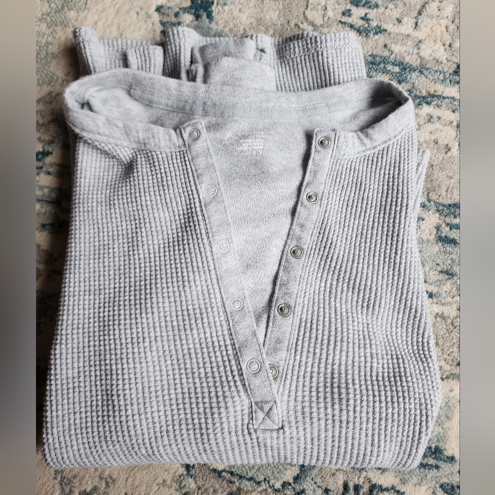 Aerie Grey Wow Waffle Knit Top Size M